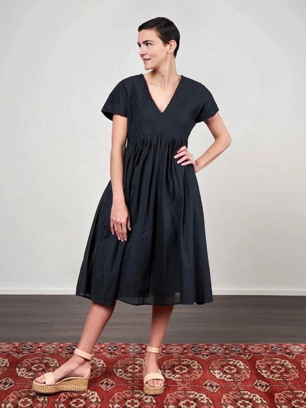 Merlette Cotton V-Neck Midi Dress Size Large